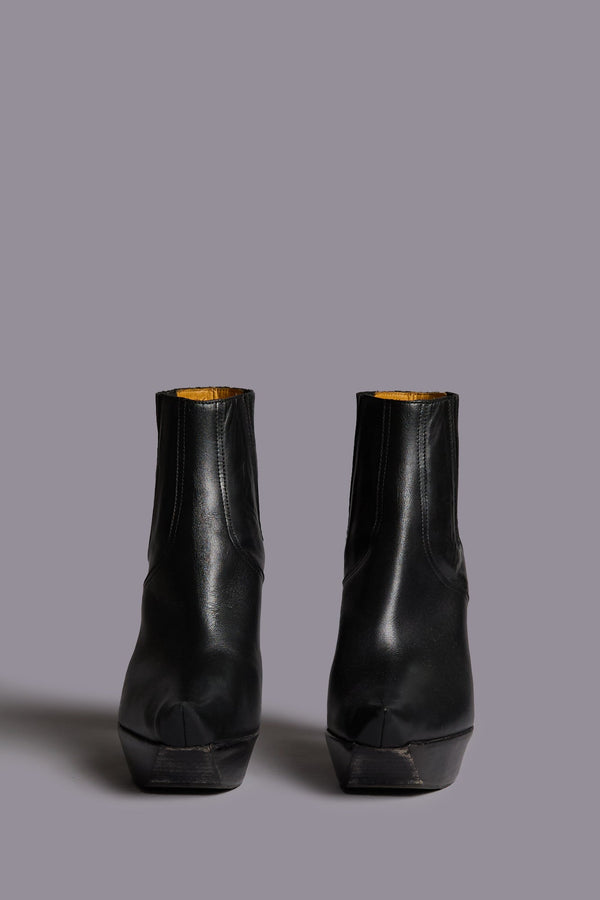 R13 POINTY TOE PLATFORM HEELED BOOT Black