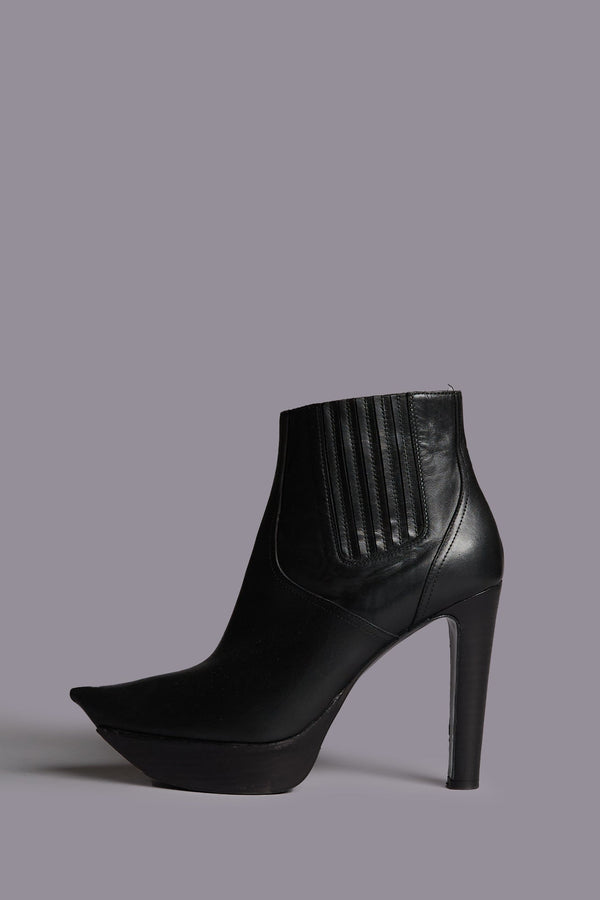 r13 POINTY TOE PLATFORM HEELED BOOT black
