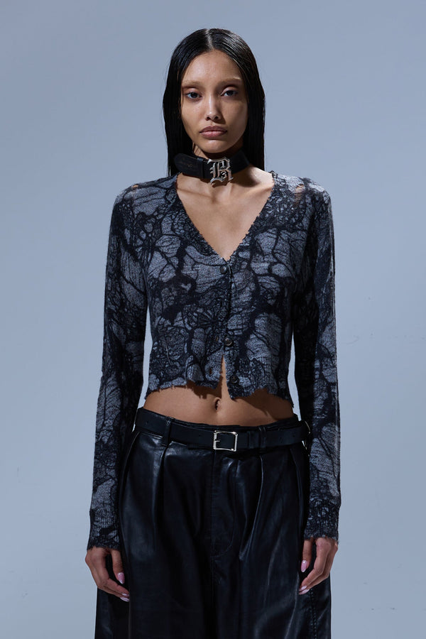 R13 PRINTED BABY CARDIGAN Black Lace