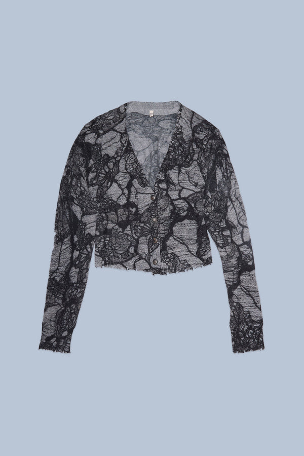 R13 PRINTED BABY CARDIGAN Black Lace