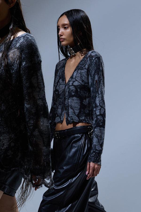 r13 PRINTED BABY CARDIGAN black lace