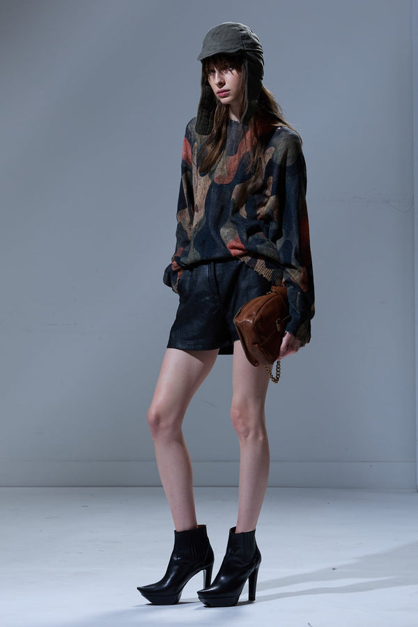 R13 PRINTED BOYFRIEND SWEATER Dark Camo Green