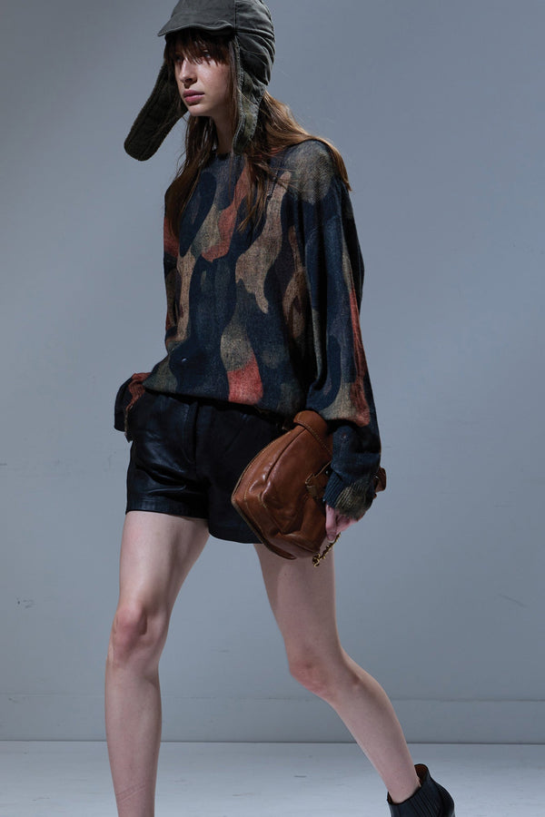 r13 PRINTED BOYFRIEND SWEATER dark camo green