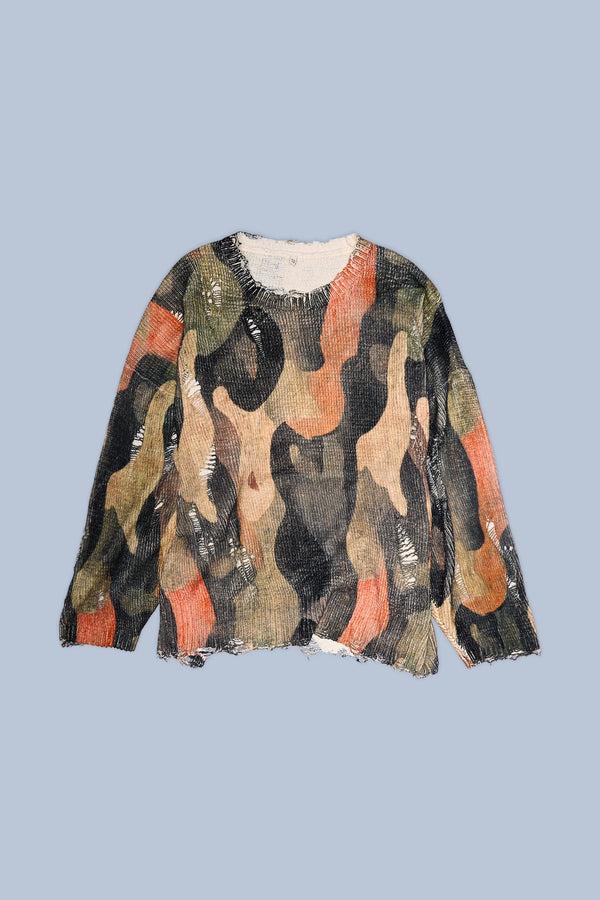 R13 PRINTED OVERSIZED SWEATER Dark Camo Green