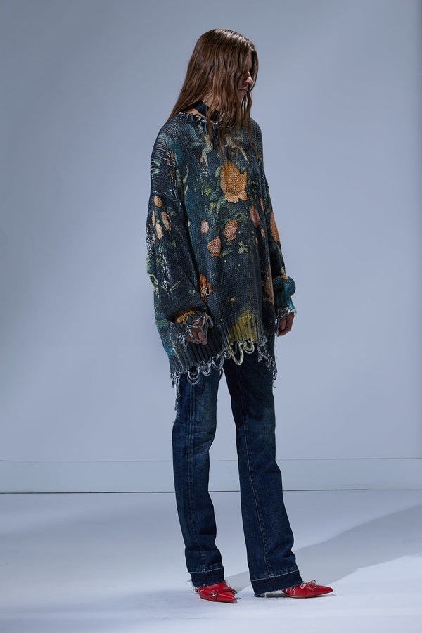R13 PRINTED OVERSIZED SWEATER Multicolor Black