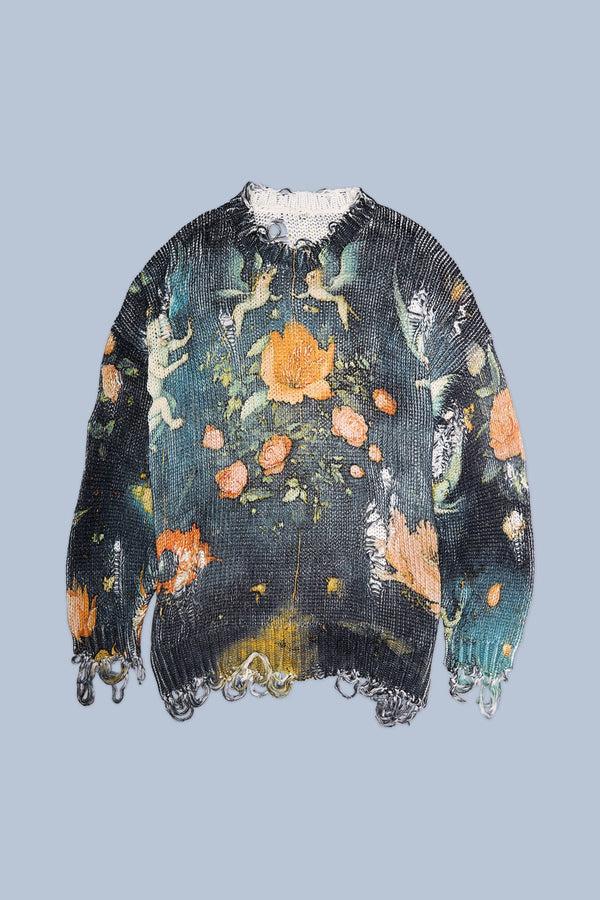 R13 PRINTED OVERSIZED SWEATER Multicolor Black