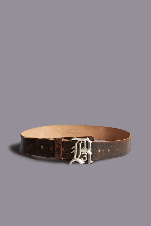 r13 R13 LOGO BUCKLE BELT brown