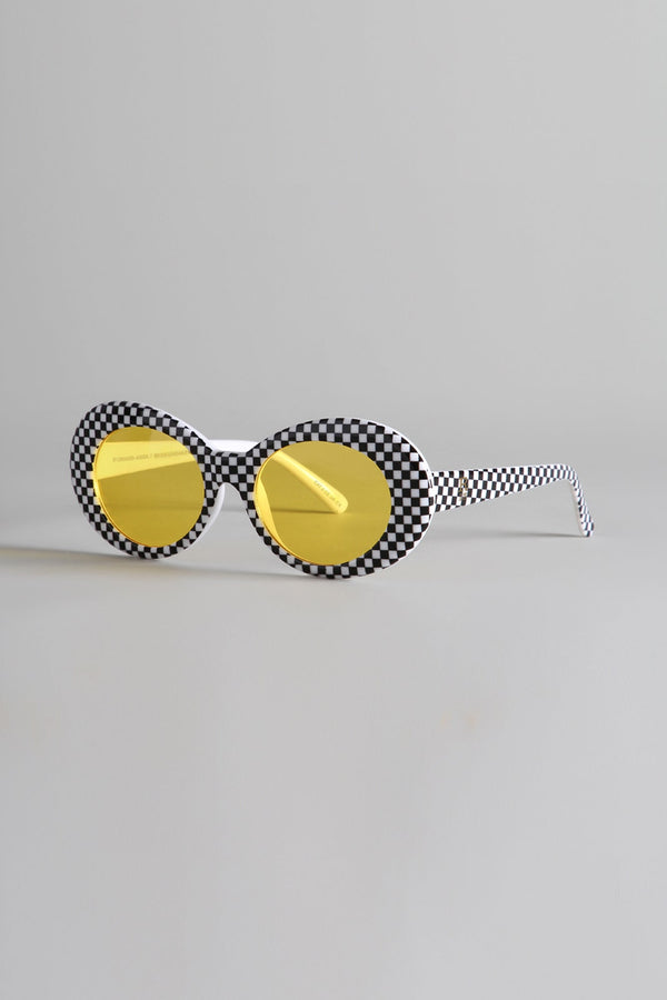 R13 R13 SUNGLASSES Checker And Yellow