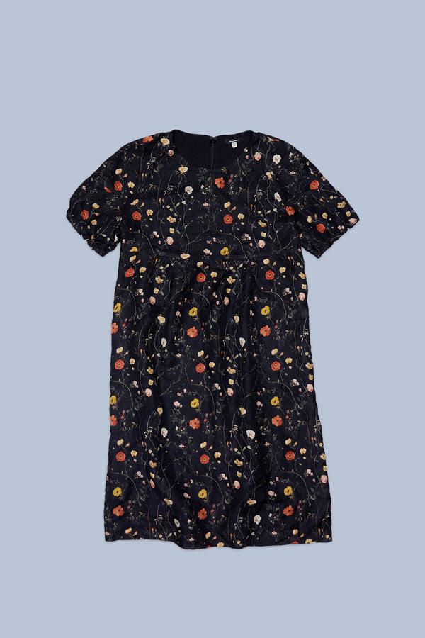 R13 RAGLAN SLEEVE BABYDOLL DRESS Floral On Black