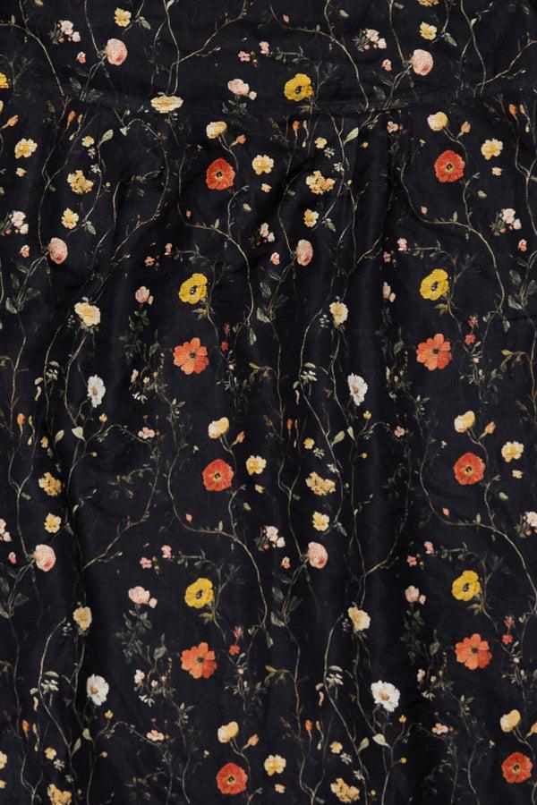 R13 RAGLAN SLEEVE BABYDOLL DRESS Floral On Black