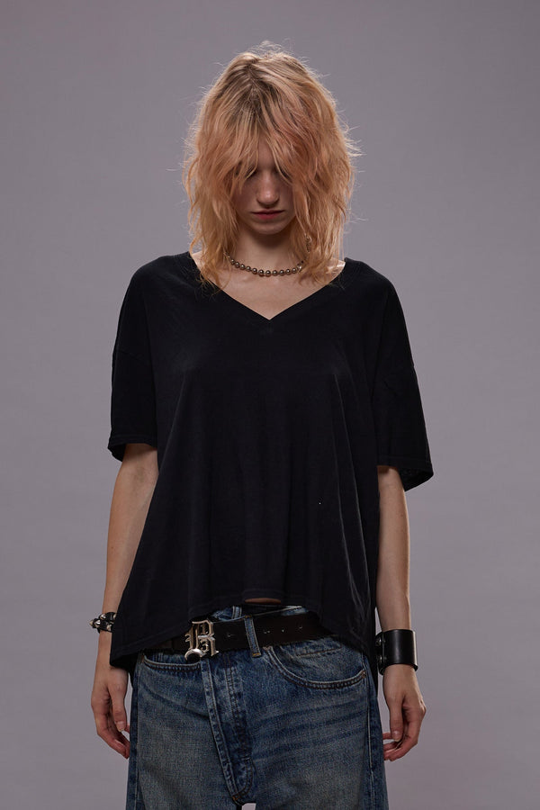 r13 RELAXED CASHMERE V-NECK black