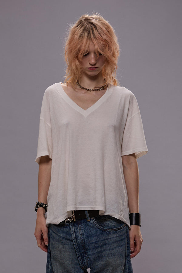 R13 RELAXED CASHMERE V-NECK White