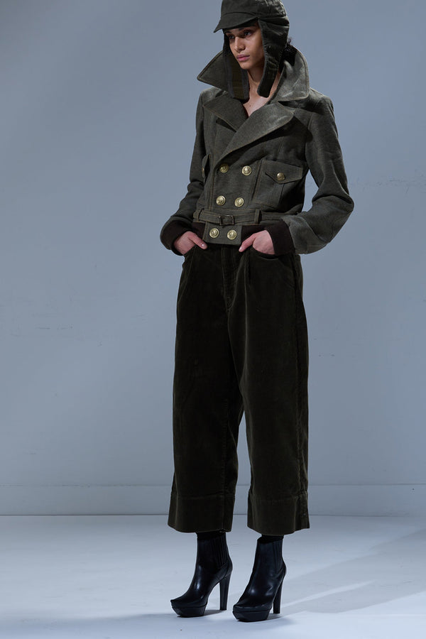 R13 RELAXED CROPPED JEAN Heavy Olive Cord