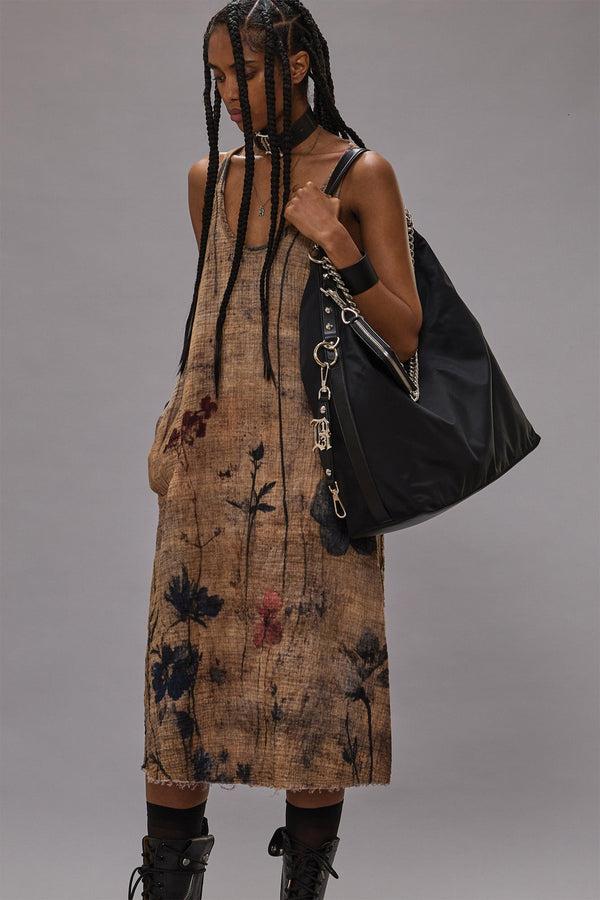 r13 REVERSIBLE TANK DRESS plaid with khaki floral