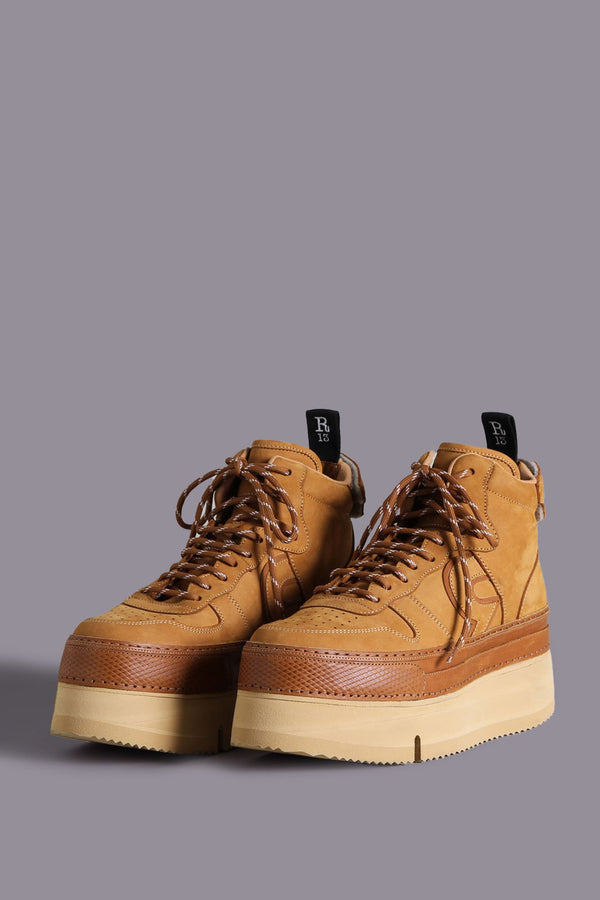 R13 RIOT LEATHER HIGH TOP Tan Nubuck