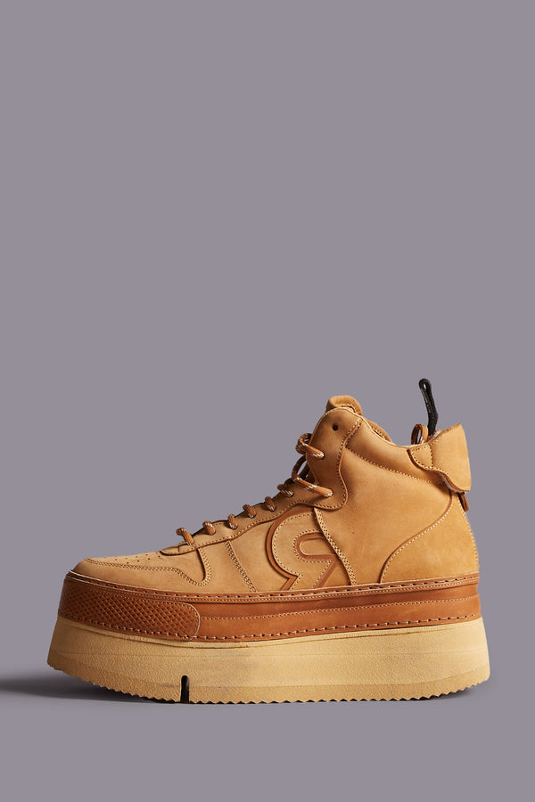 r13 RIOT LEATHER HIGH TOP tan nubuck