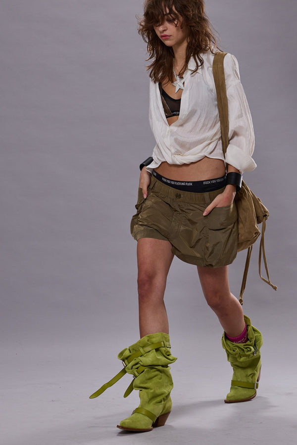 R13 SHORTS WITH 2-WAY POCKETS Olive