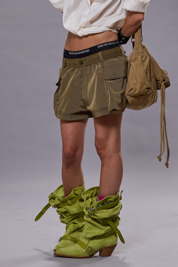 R13 SHORTS WITH 2-WAY POCKETS Olive