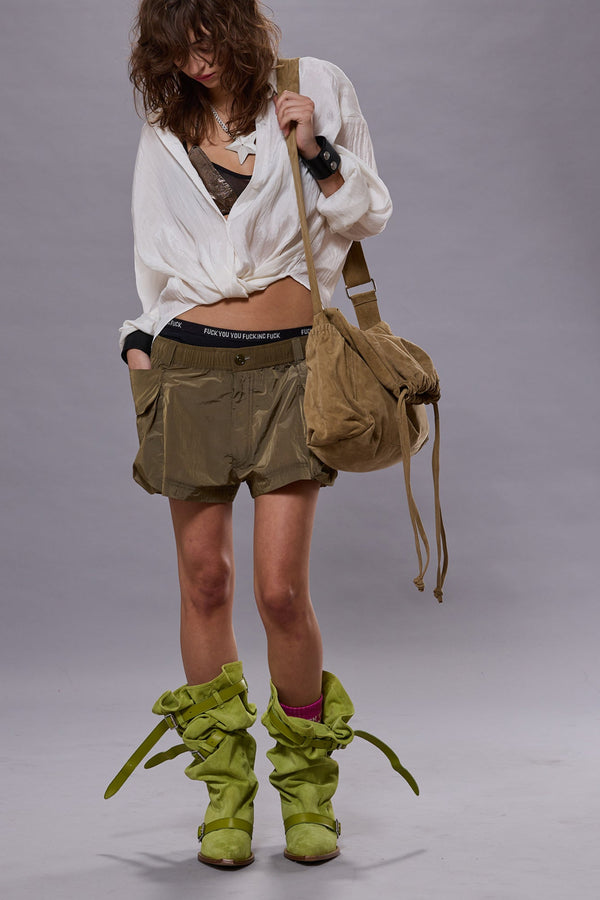 r13 SHORTS WITH 2-WAY POCKETS olive