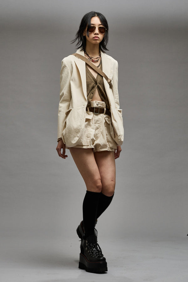 R13 SHRUNKEN BELLOW POCKET BLAZER Natural