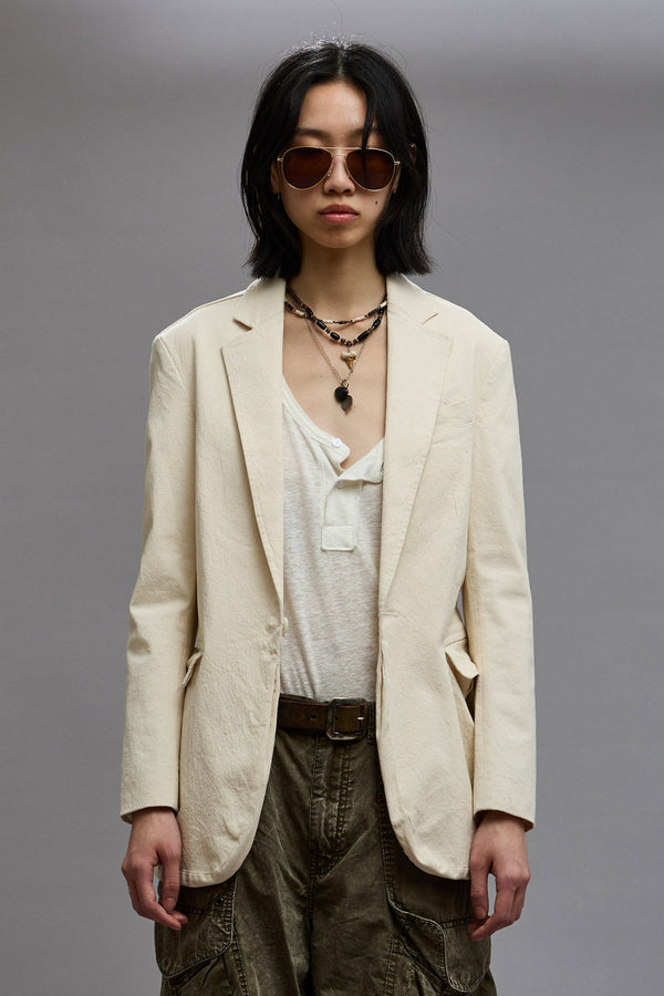 R13 SHRUNKEN BELLOW POCKET BLAZER Natural