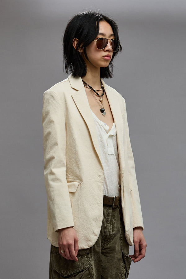 R13 SHRUNKEN BELLOW POCKET BLAZER Natural