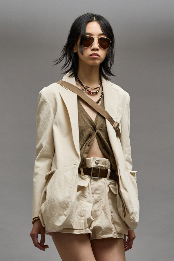 r13 SHRUNKEN BELLOW POCKET BLAZER natural