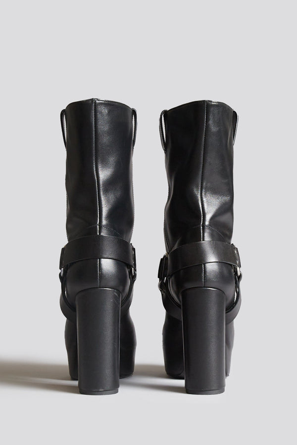 R13 SID HEELED HARNESS BOOT Black Leather