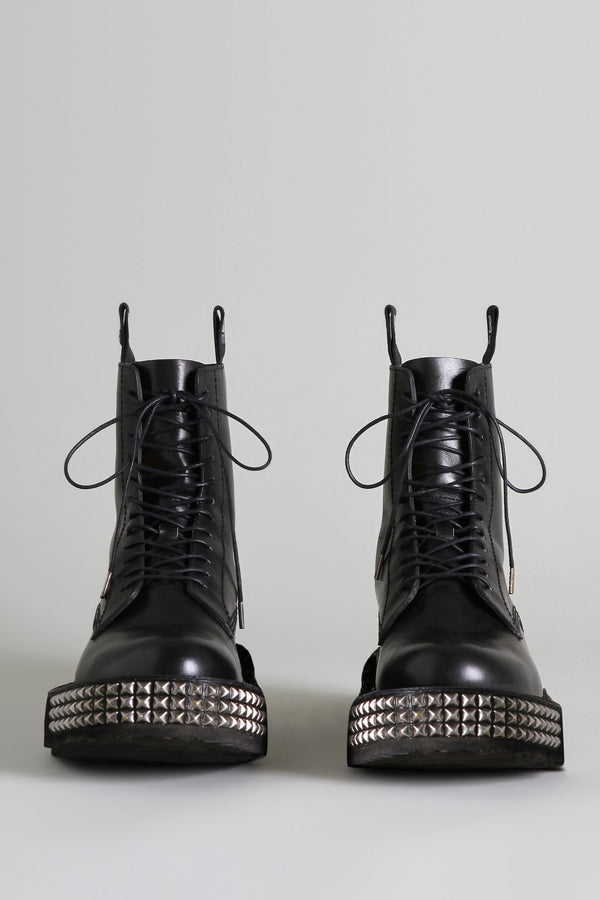 R13 SINGLE STACK BOOT WITH STUD SOLE Black