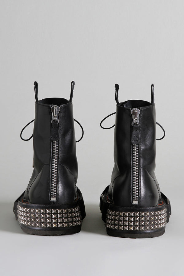 R13 SINGLE STACK BOOT WITH STUD SOLE Black