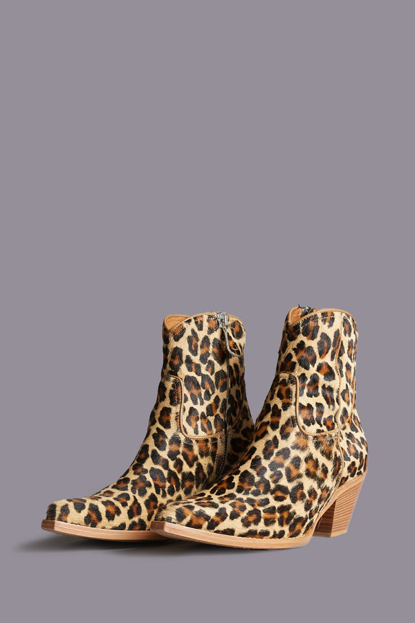 R13 SKINNY ANKLE COWBOY BOOT Leopard