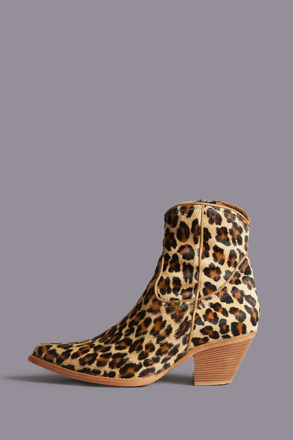 r13 SKINNY ANKLE COWBOY BOOT leopard