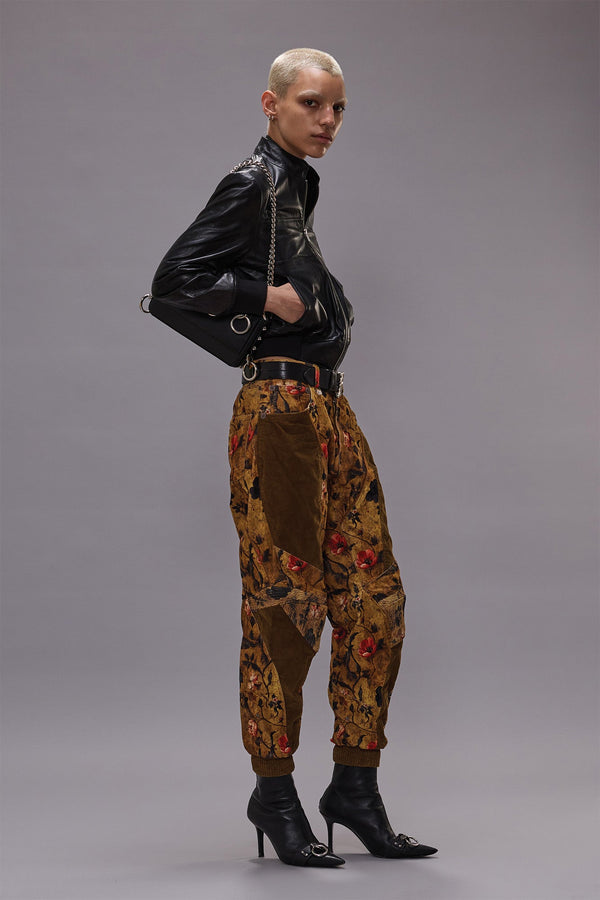 r13 SLOUCH MOTOCROSS JEAN antique floral velveteen