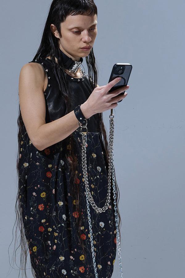 R13 STUDDED COCOON DRESS Black With Floral