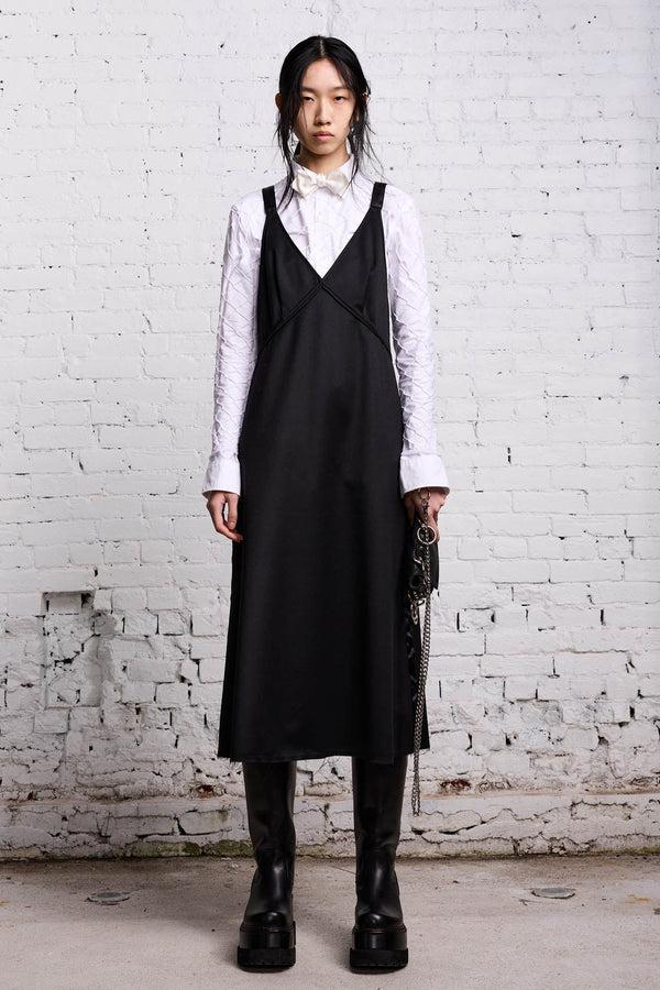 R13 TAPE TIE GRUNGE SLIP Black And Satin