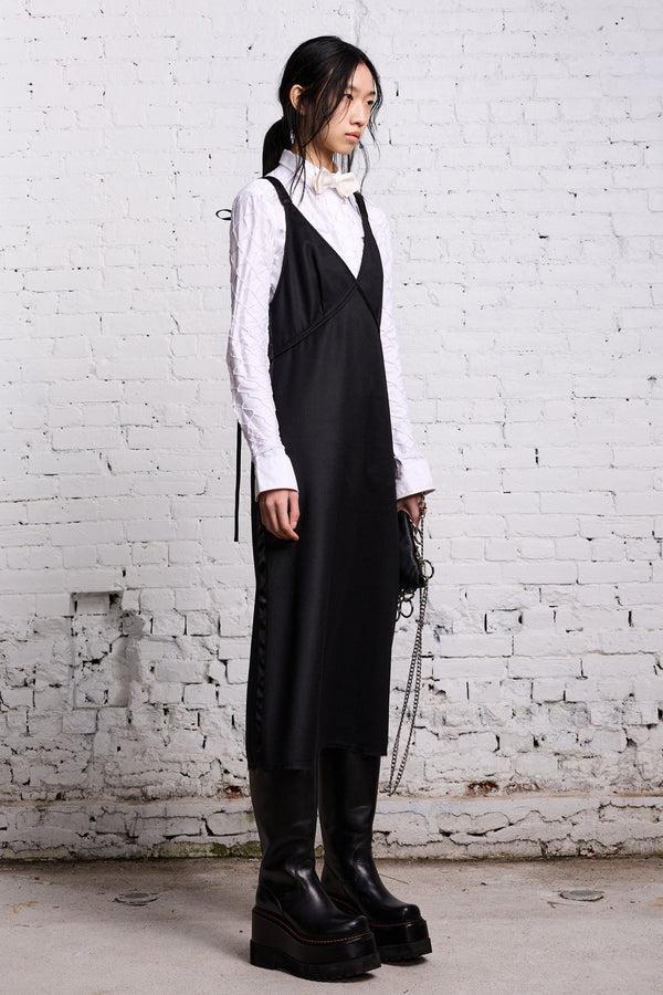 R13 TAPE TIE GRUNGE SLIP Black And Satin