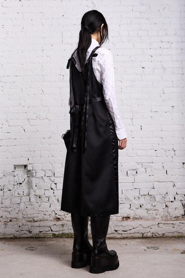 R13 TAPE TIE GRUNGE SLIP Black And Satin