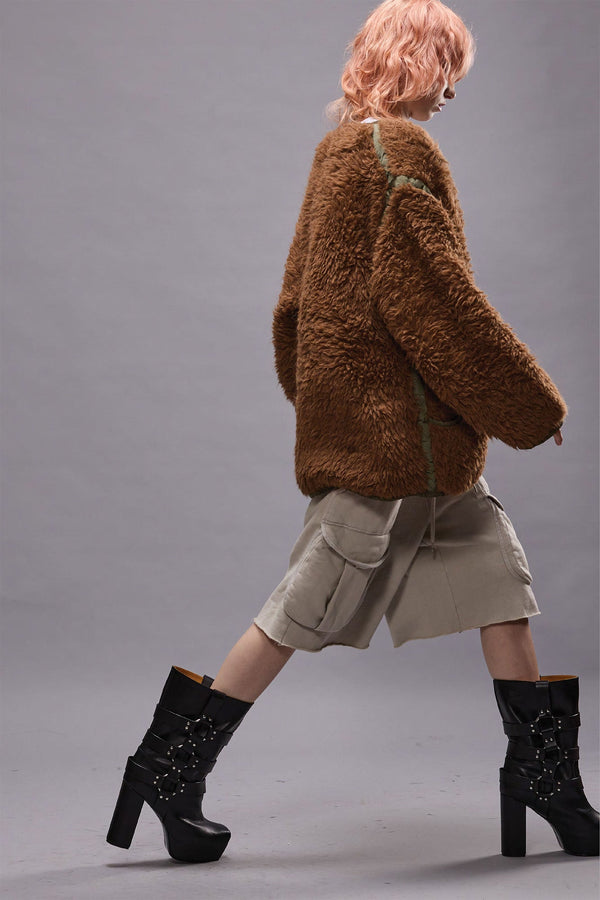 R13 TAPED LINER CARDIGAN Brown