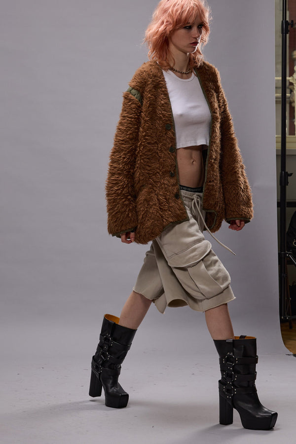 r13 TAPED LINER CARDIGAN brown