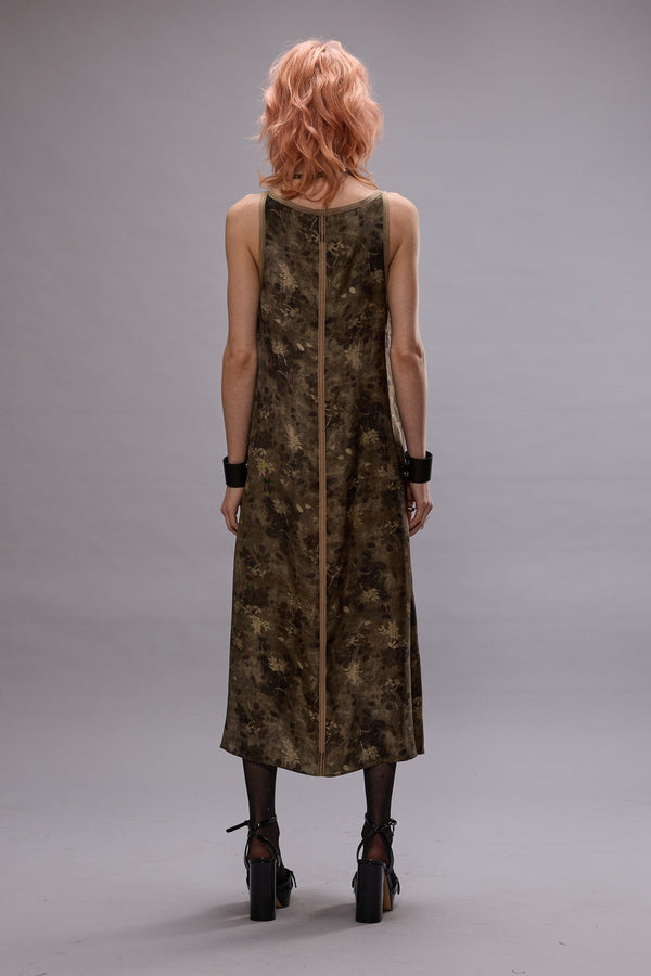 R13 TAPED TANK DRESS Olive Floral