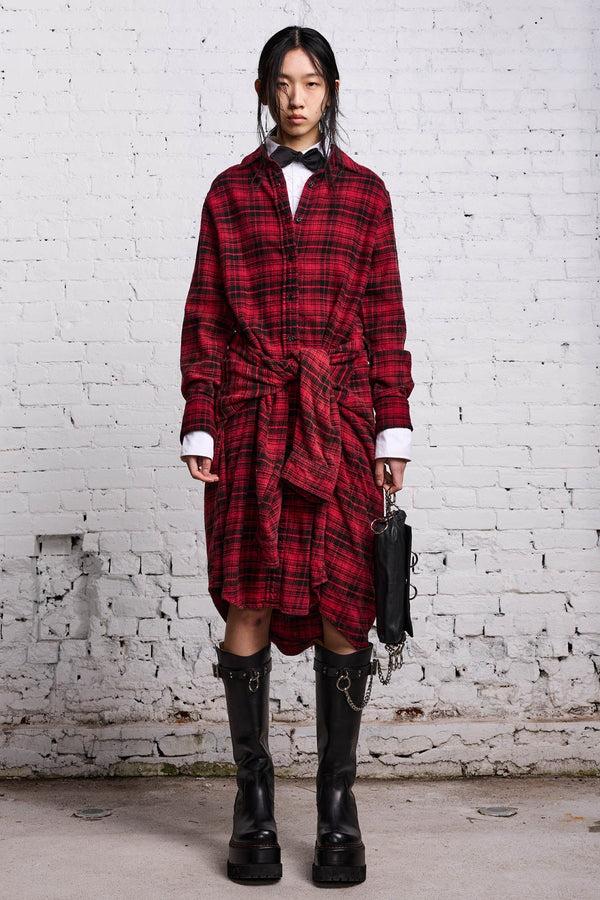 R13 TIE SHIRTDRESS Red And Black
