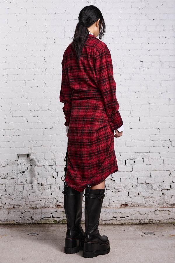 R13 TIE SHIRTDRESS Red And Black