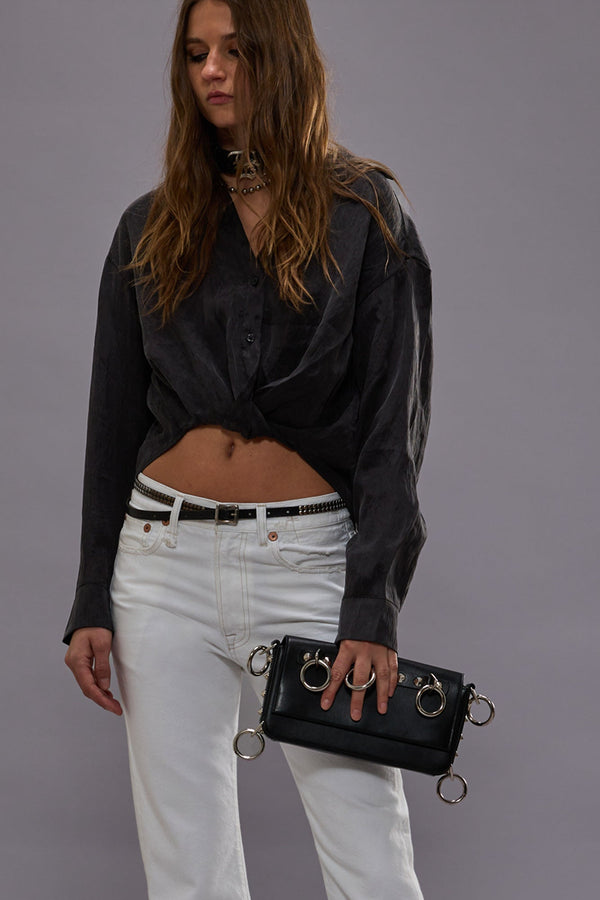 r13 TWISTED FRONT SHIRT black