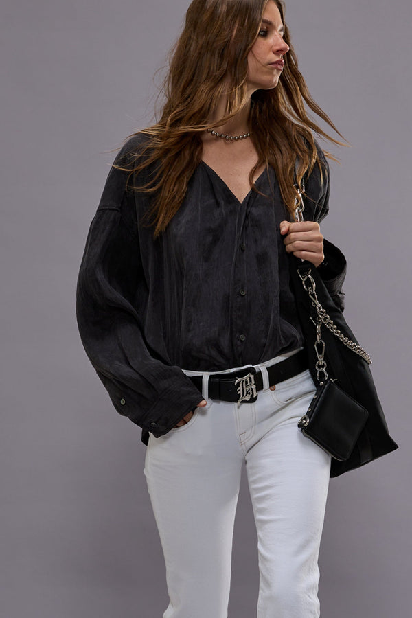 r13 TWISTED NECK SHIRT black