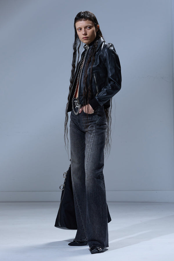 R13 TWISTED SEAM FLARE JEAN Kennet Black Stretch