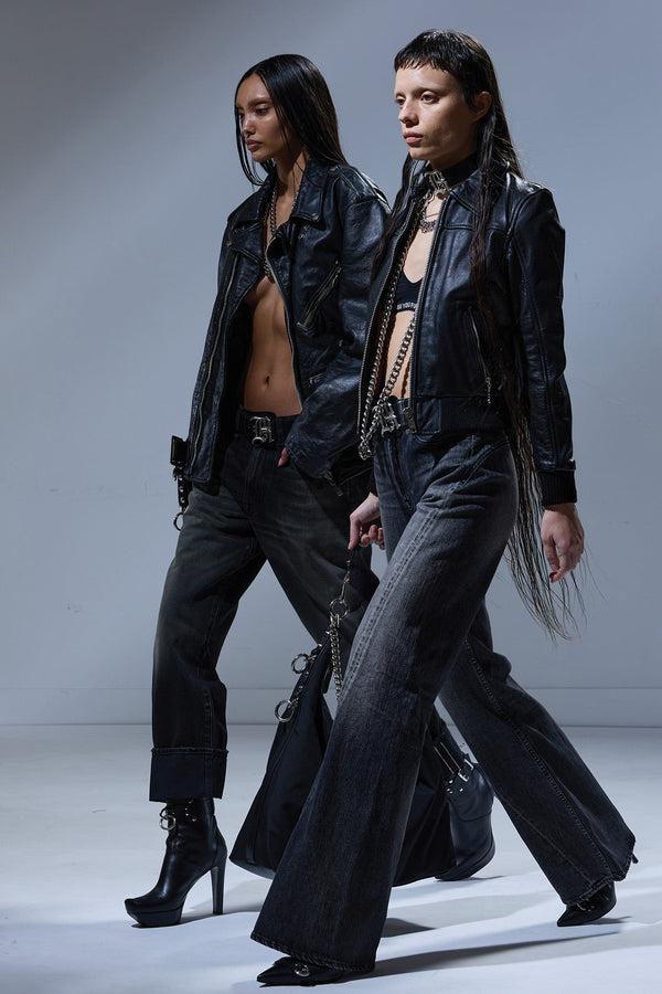 r13 TWISTED SEAM FLARE JEAN kennet black stretch