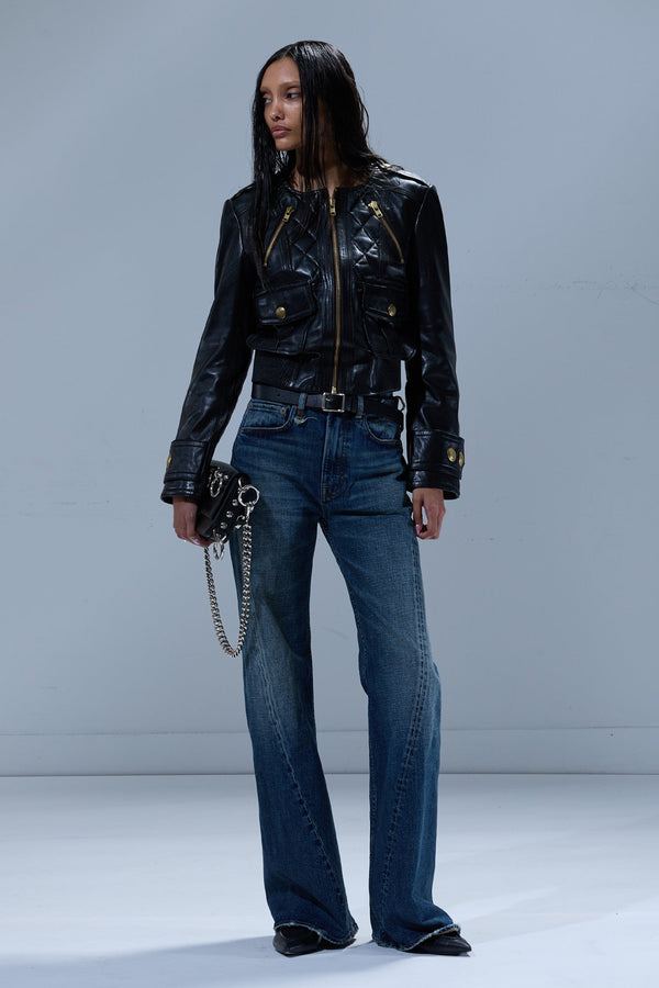 r13 TWISTED SEAM FLARE JEAN melvin blue stretch