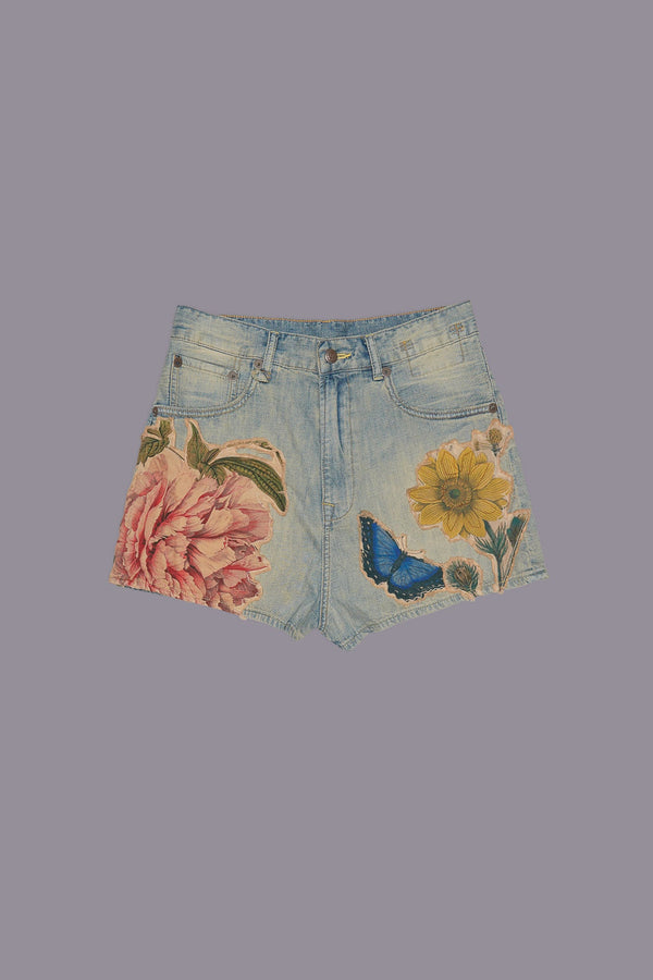 R13 VENTI SHORT Applique Denim