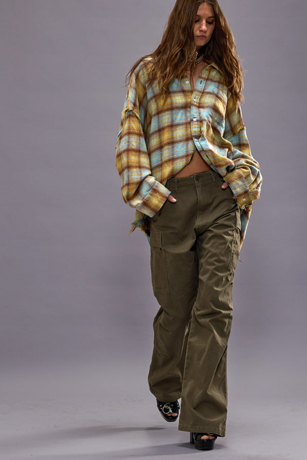 r13 WIDE LEG CARGO olive