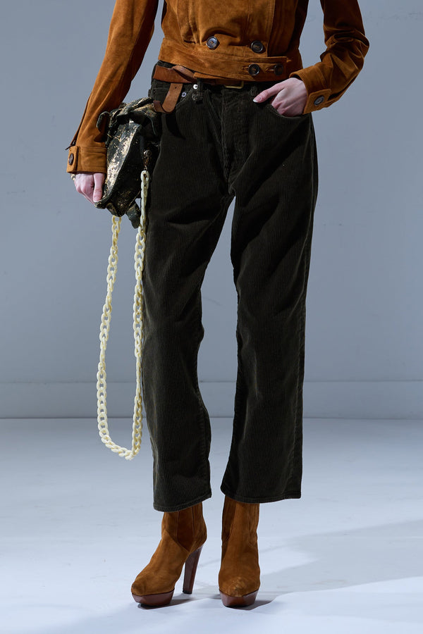 r13 X-BOYFRIEND JEAN heavy olive cord